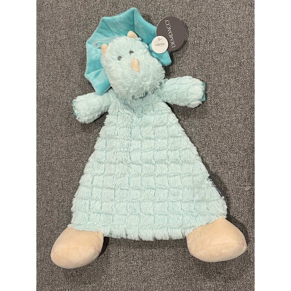 DEMDACO Darcy Dinosaur Rattle Lovey Security Blanket Plush 12" Baby Toy New